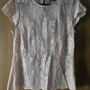 White House Black Market Blush Lace Blouse